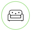 couch icon with green circle border