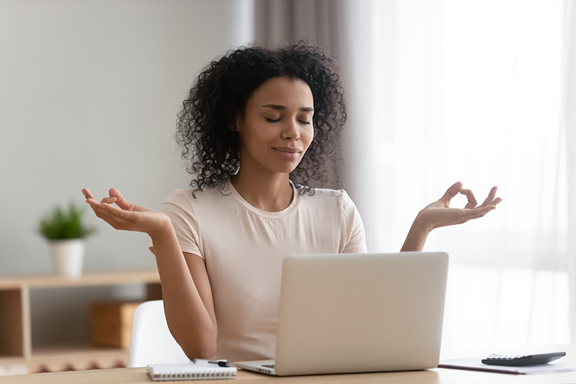 Young black woman meditating